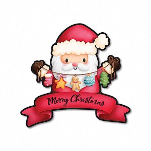 Placa Decorativa 25x25 - Natal - Papai Noel com Pisca Pisca