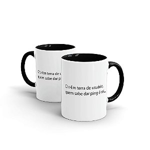 Caneca Cerâmica Alça e Interior Preta - EM TERRA DE PING