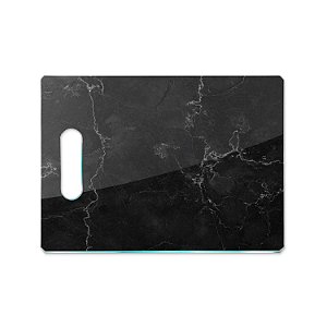 Tábua de Carne de Vidro 35x25 - Efeito Mármore - Preto