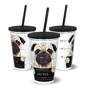 Copo Canudo Parede Dupla 500ml BAD PUG - Beek