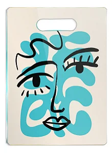 Tábua De Vidro - Cubismo Minimalista Azul OU Marrom- 35x25 - Beek