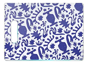 Tábua De Carne De Vidro - Blue Folk - 35x25 - Beek