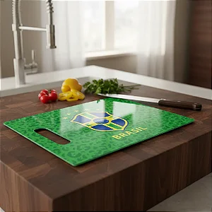 Tábua De Carne De Vidro - Futebol Seleção Brasileira - Verde - 35x25