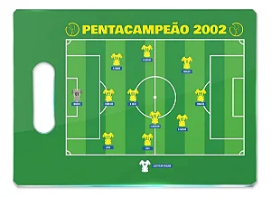 Tábua De Vidro - Copa Do Mundo Seleção Penta 2002 - Verde - 35 X 25 Cm