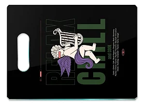 Tábua De Carne De Vidro - Oldschool Relax And Chill - Fundo Preto - 35x25 - Beek
