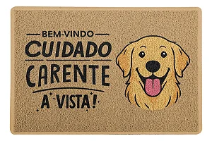 Capacho / Tapete 60x40cm - Cachorro Golden Carente - Bege OU Preto