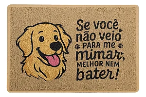Capacho / Tapete 60x40cm - Cachorro Golden Mimado - Bege