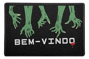 Capacho / Tapete 60x40cm - Bem-vindo - Zumbi - Halloween - Preto