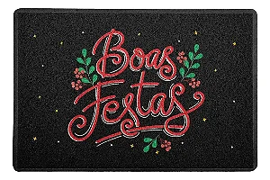 Capacho 60x40cm - Natal Boas Festas Preto para Casa e Sala – Preto - Beek
