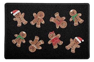 Capacho / Tapete - 60x40cm - Natal - Biscoito De Gengibre - Preto