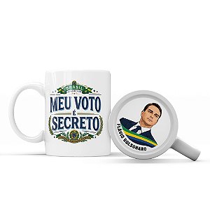 Caneca Cerâmica 350ml - Meu Voto é Secreto Bolsonaro 22