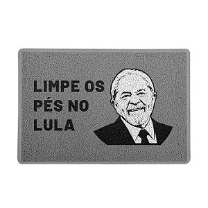Capacho / Tapete 60x40cm 10mm - Limpe os Pés no Lula - Cinza OU Preto