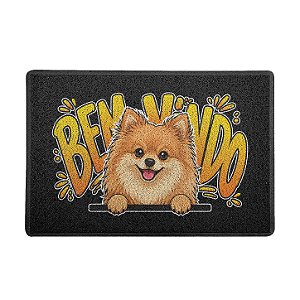 Capacho / Tapete 60x40cm 10mm - Cachorro Spitz- Bem Vindo