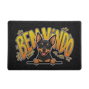 Capacho / Tapete 60x40cm 10mm - Cachorro Pinscher - Bem Vindo
