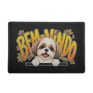 Capacho / Tapete 60x40cm 10mm - Cachorro Shih Tzu - Bem Vindo