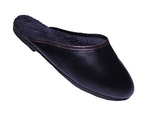 Chinelo Pantufa De Couro Forrado De Pelo Lã Campeiro