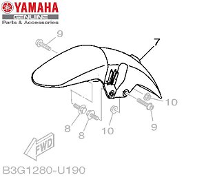 PARALAMA DIANTEIRO INFERIOR PARA XTZ250 NOVA LANDER ABS 2020 A 2022 ORIGINAL YAMAHA