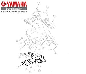 TAMPA INFERIOR DO PARALAMA TRASEIRO PARA FZ25 NOVA FAZER 250 ABS ORIGINAL YAMAHA