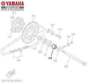 ESPAÇADOR DA RODA TRASEIRA PARA CRYPTON 115 ORIGINAL YAMAHA