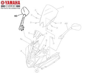 ESPELHO RETROVISOR DIREITO CONJUNTO PARA XJ6-F ORIGINAL YAMAHA