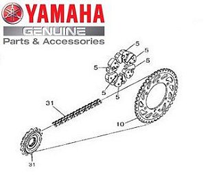 KIT TRANSMISSÃO + AMORTIZADORES DA COROA PARA YZF-R3 E MT-03 ORIGINAL YAMAHA