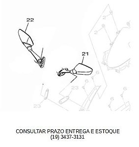 ESPELHO RETROVISOR DIREITO OU ESQUERDO CONJUNTO PARA YZF R15 ORIGINAL YAMAHA (CONSULTAR PRAZO DE ENTREGA E ESTOQUE)