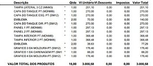 Carenagens e grafico da R15 2025 PRETA