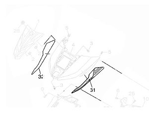 GRÁFICO DA TAMPA FRONTAL PARA NEO 125 VERMELHO 2025 ORIGINAL YAMAHA