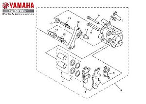 PINÇA DE FREIO CONJUNTO DIREITO PARA YS FAZER 250 DE 2006 Á 2015 ORIGINAL YAMAHA (CONSULTAR PRAZO DE ENTREGA E ESTOQUE)