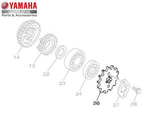 PINHAO 14D DA TRANSMISSAO PARA YBR125 , YBR125 FACTOR E XTZ125 ORIGINAL YAMAHA