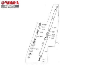 SUSPENSAO DIANTEIRA OU BENGALA ESQUERDA COMPLETA PARA YBR FACTOR 150 ORIGINAL YAMAHA