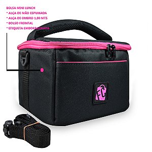 Bolsa Térmica Fitness Impermeável Lancheira Marmiteira Preta Pink Dieta Termica