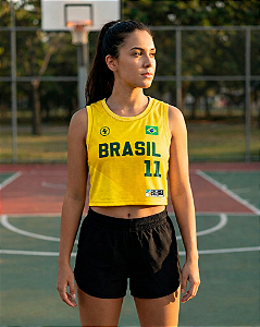Cropped Regata Brasil Amarelo Copa