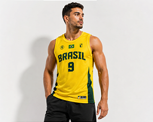 Camisa Regata Dryfit Brasil No9 Faixa Personalizado