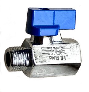 Válvula Esfera Mini Latão Forjado Cromada PN16 BSP 1/4” MGA