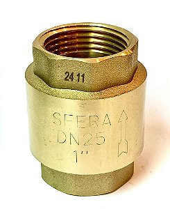 VÁLVULA RETENÇÃO VERTICAL LATÃO FORJADO SEDE POLIETILENO 1” BSP EMMETI