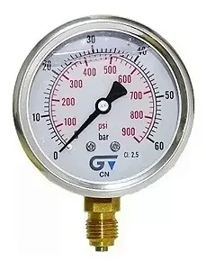 MANOMETRO VERTICAL CAIXA INOX 63MM C/GLICERINA ROSCA BSP 1/4 0 A 60 BAR