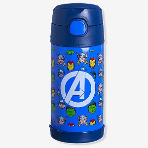 Garrafa Click com Canudo 300ml Marvel Pattern Avengers