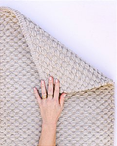 Tapete de Tear Manual Colmeia Cinza e Prata