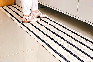 Trio de Tapetes Maré Preto e Cru