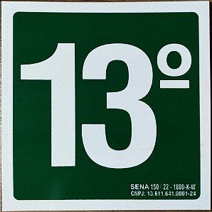 PLACA INDICATIVA DE 13° ANDAR