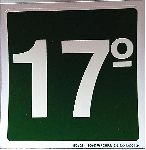 PLACA INDICATIVA DE 17° ANDAR