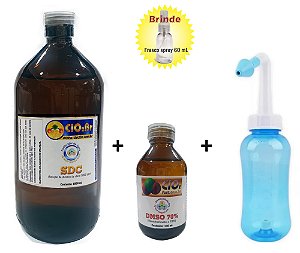 COMBO LIMPEZA NASAL (CDS 1000ML EMB. VIDRO + DMSO 70% 100ML + FRASCO NASAL)