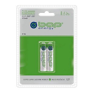Pilha BAP-601 AAA/Recarregável/1000MAH C/2 pilhas BAP ENERGY