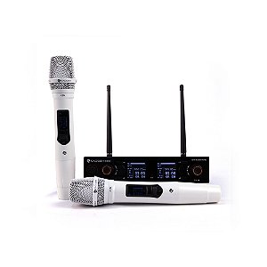 Sistema de Microfone sem Fio Duplo K-502M BRANCO - KADOSH