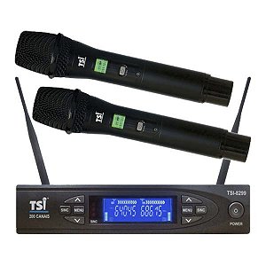 Sistema Microfone sem Fio Duplo de Mão 8299-UHF - TSI