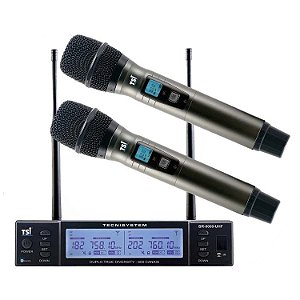Kit com Dois Microfones sem Fio TSI BR-8000-UHF e Receptor Duo-4 Diversity