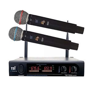 Sistema Microfone Sem Fio Digital Duplo TSI-1200 UHF - TSI