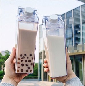 Garrafa Caixa De Leite Geladeira Água Suco Acrílico 450ml