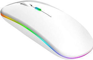 Mouse Sem Fio Recarregável Led Carregador Bateria Branco